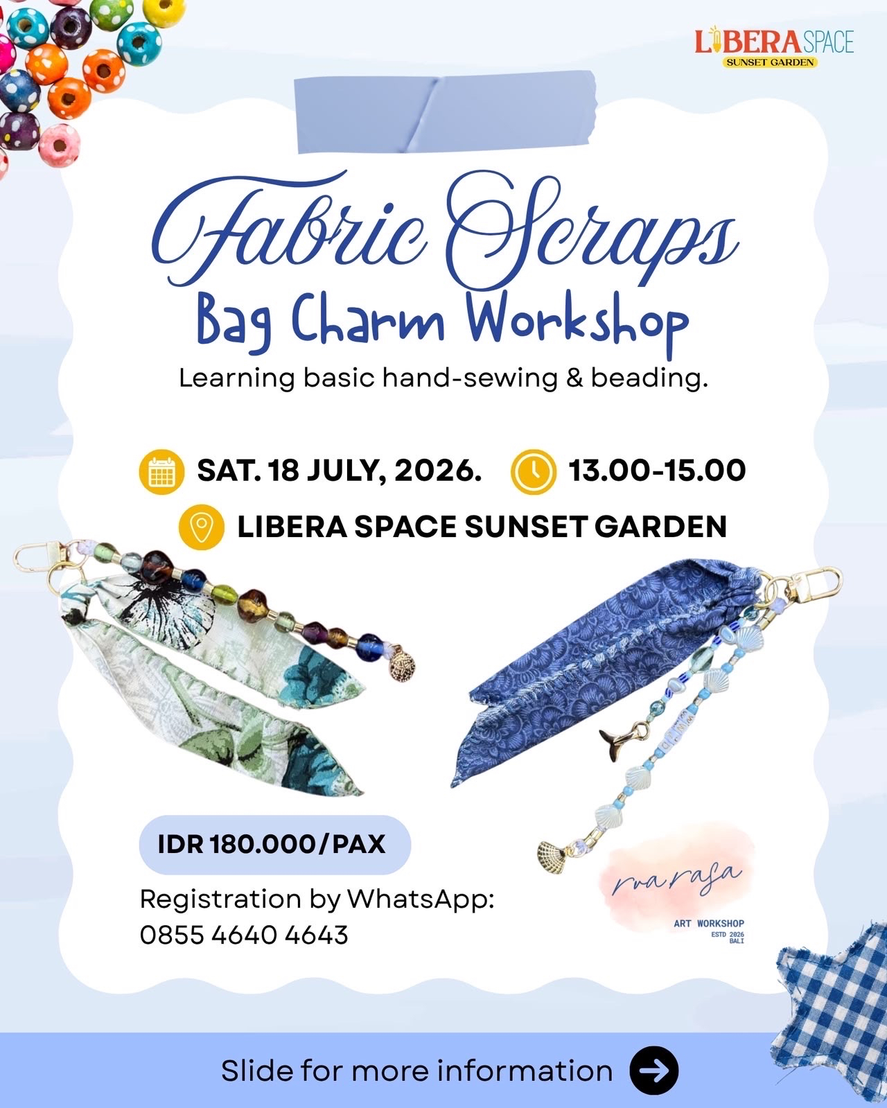 Fabric Scraps Bag Charm Workshop